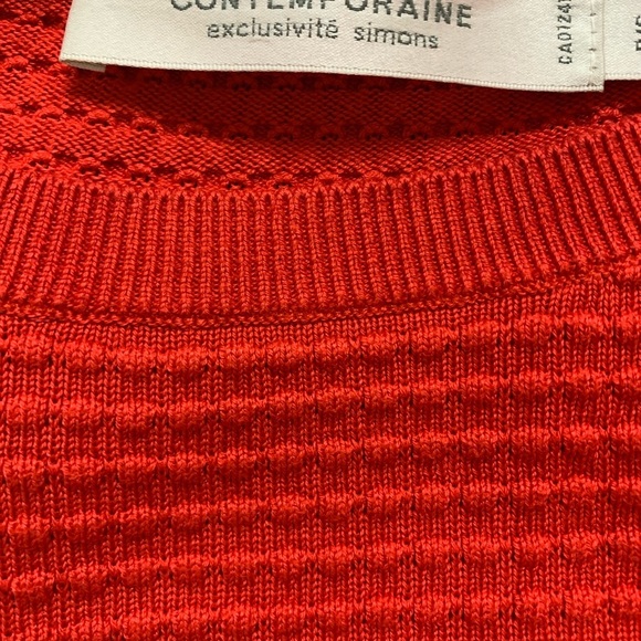 SIMONS CONTEMPORAINE Raised Bubble Sweater With Scoop Neck Red Size Small - Picture 10 of 12